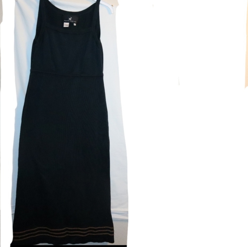 Peruvian Connection Black Maxi Dress with Subtle Brown Hem Detail